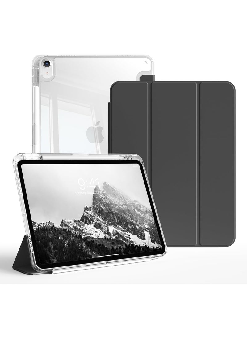 فكرة حافظة  Slim Smart Case لأجهزة iPad Air مقاس 10.9 بوصة (الجيل السادس/السابع/ الرابع / الخامس  2020/2022) مع حامل قلم – غطاء شفاف مقاوم للصدمات مع ميزة التشغيل/السكون التلقائي - Image 1